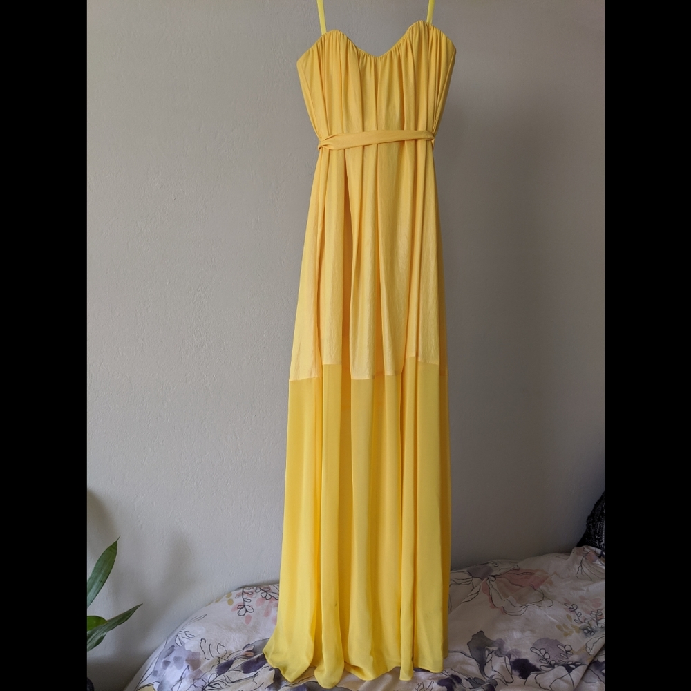 Yellow BCBG strapless dress
